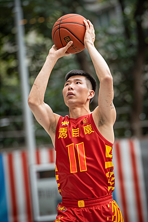 打篮球的人动感肖像摄影图