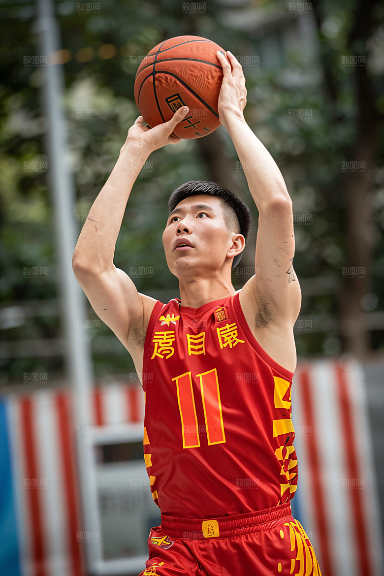 打篮球的人动感肖像摄影图