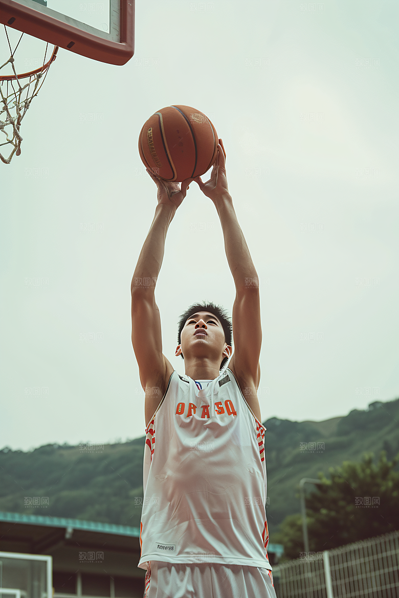 打篮球的人肖像健康摄影图