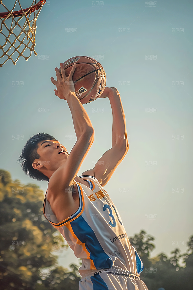 打篮球的人肖像动感摄影图