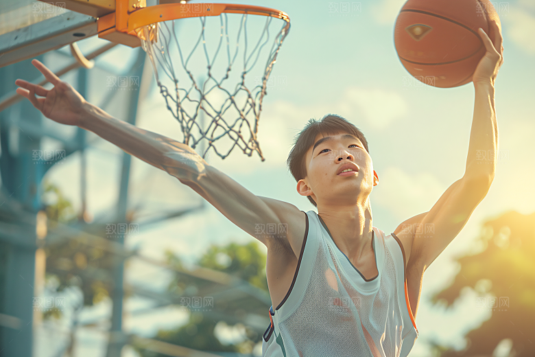 打篮球的人动感投篮摄影图
