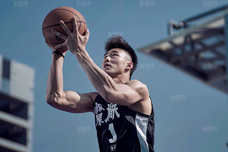 打篮球的人灌篮青年摄影图