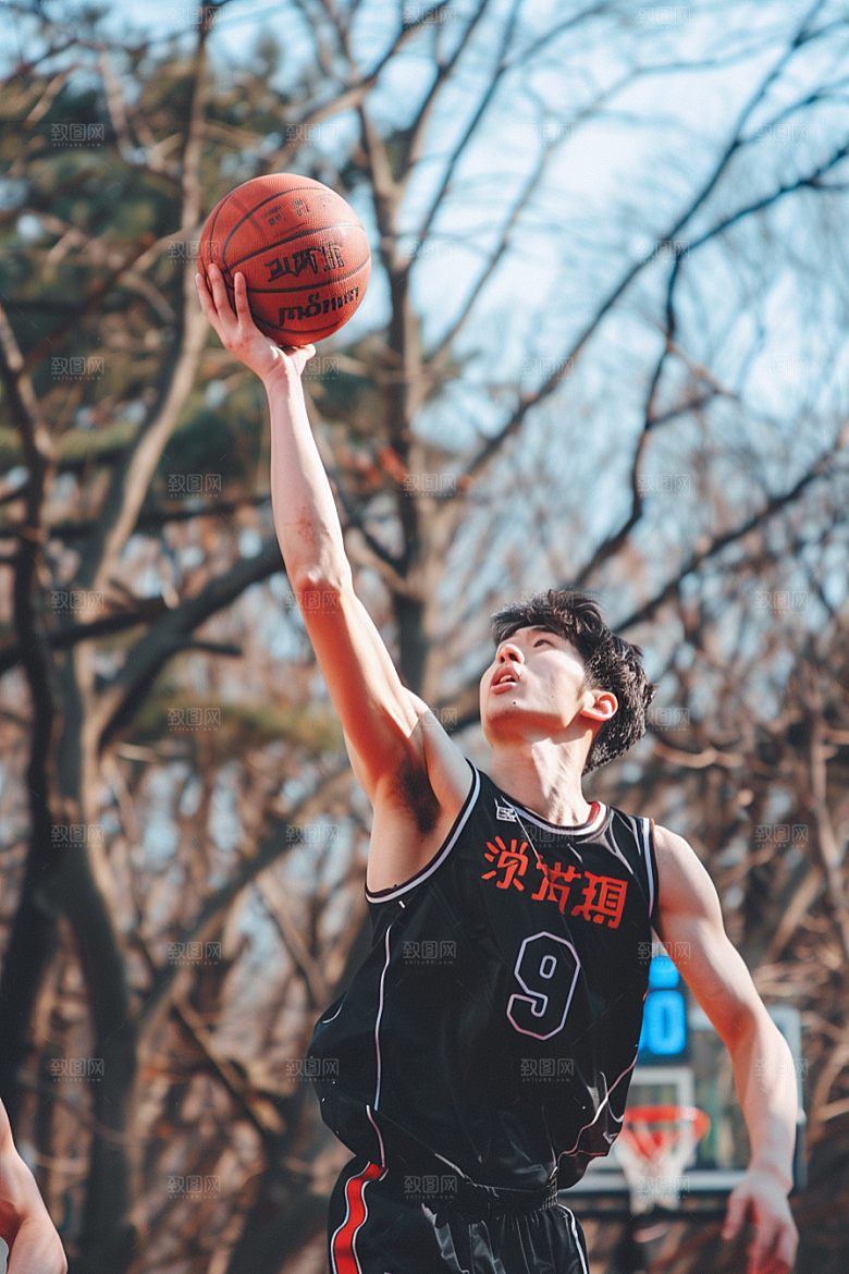 打篮球灌篮高清摄影图