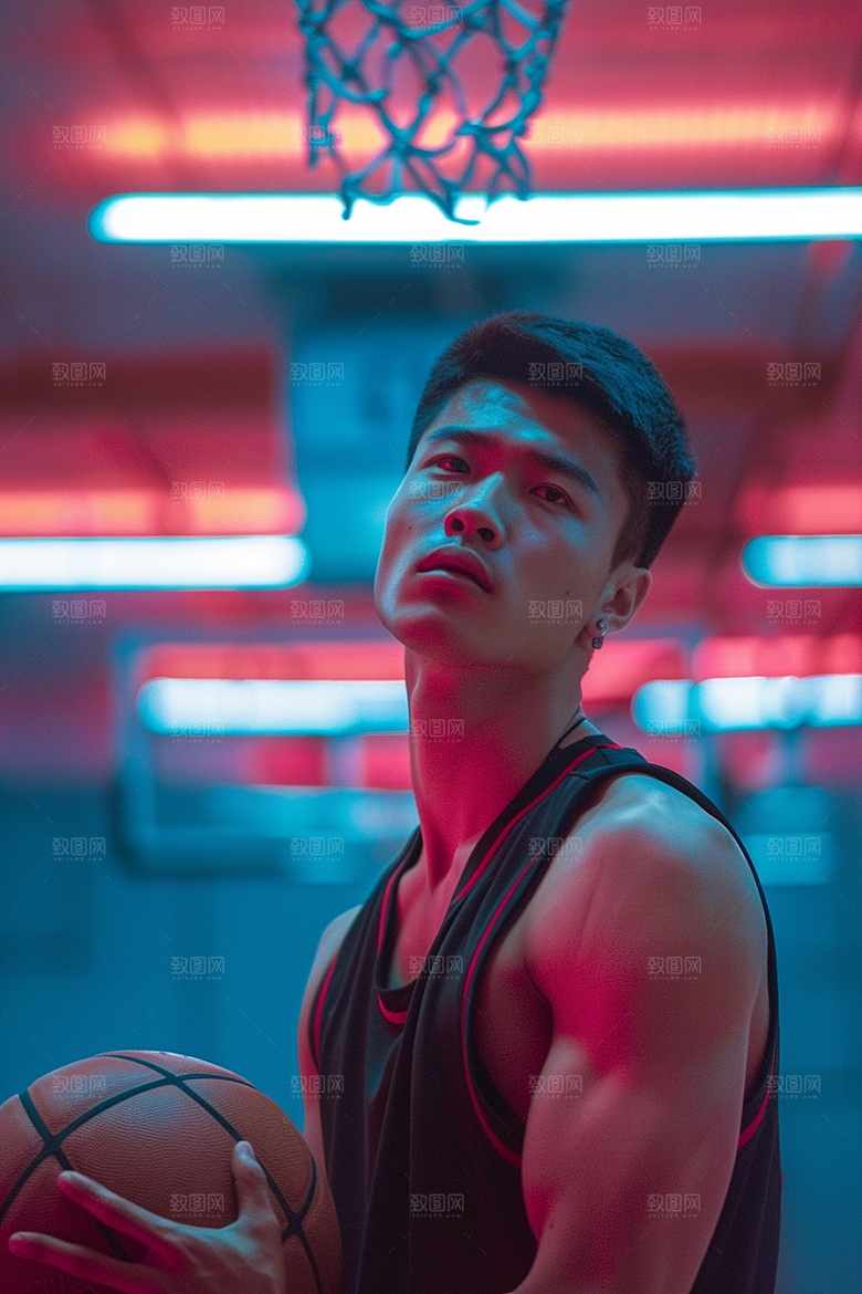 打篮球运动灌篮摄影图