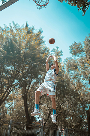 打篮球投篮运动摄影图