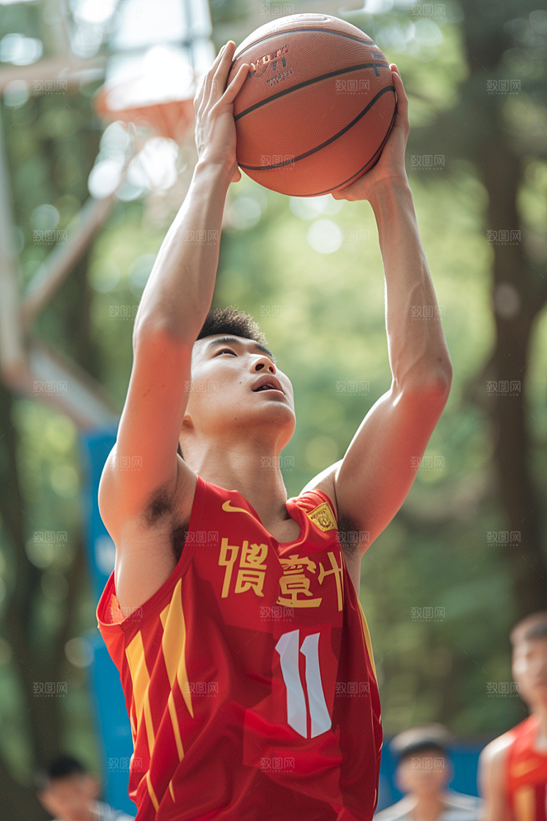 打篮球球场投篮摄影图
