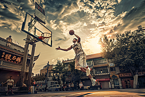 打篮球人物街头篮球摄影图
