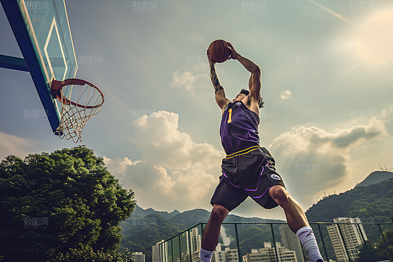 打篮球灌篮街头篮球摄影图