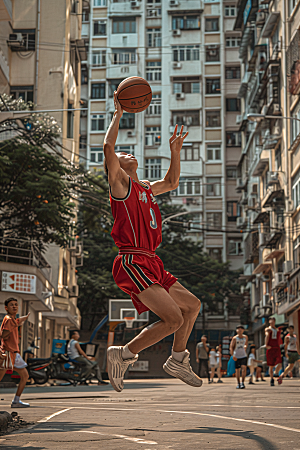 打篮球街头篮球人物摄影图