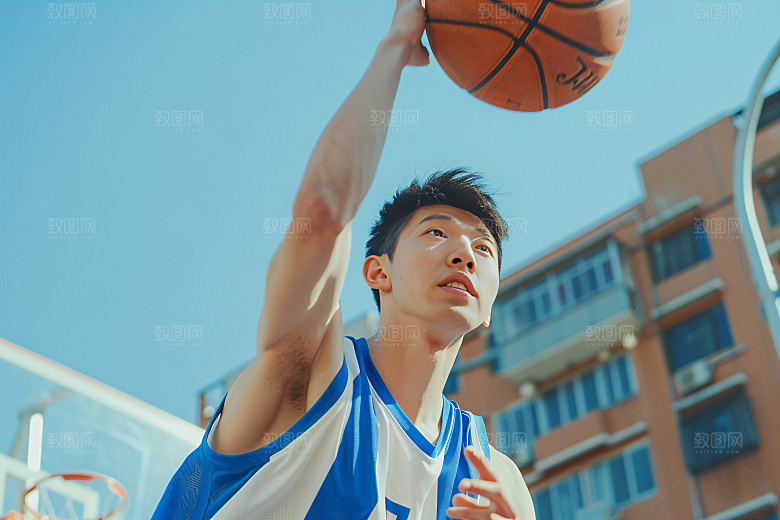 打篮球竞技灌篮摄影图