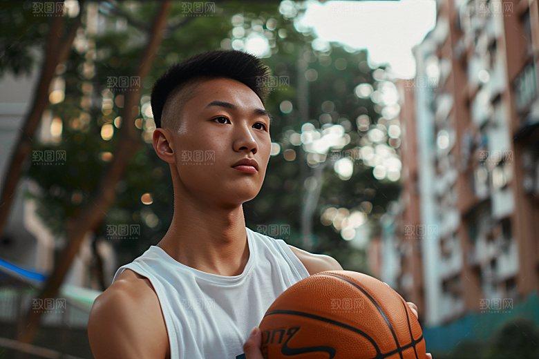 打篮球锻炼全民健身摄影图