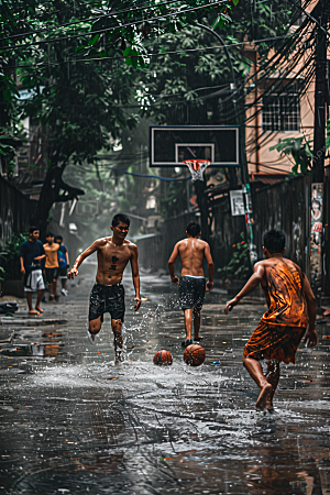 打篮球全民健身街头篮球摄影图