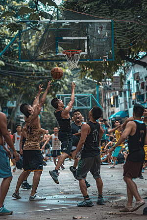 打篮球街头篮球全民健身摄影图