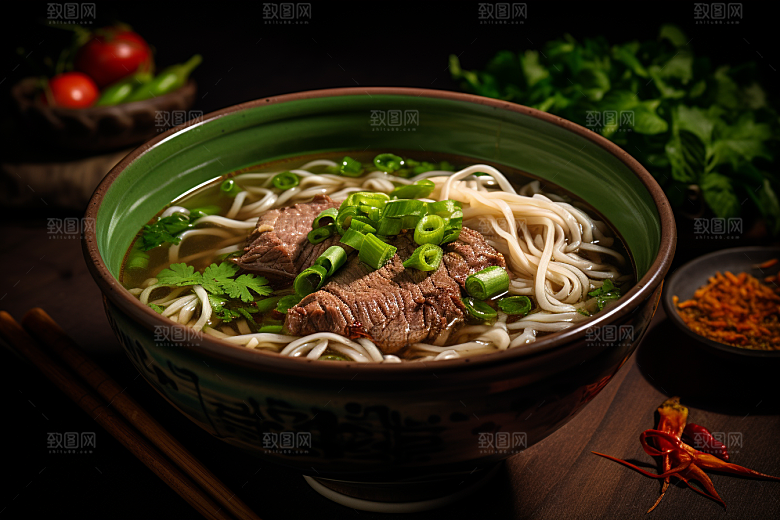 兰州拉面特色美味摄影图