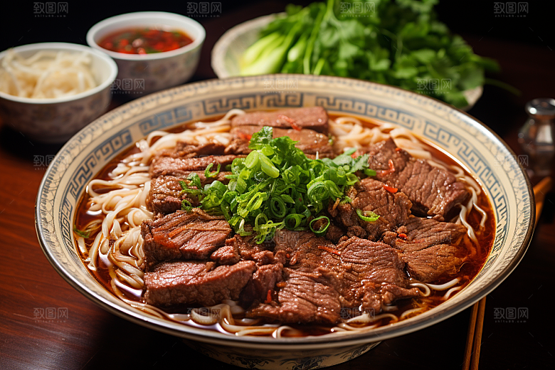 兰州拉面传统美食特色摄影图