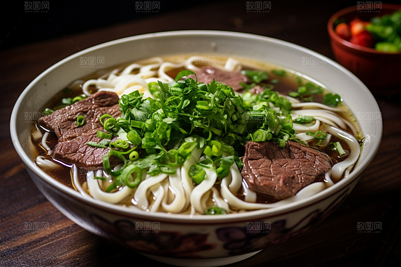 兰州拉面西北美食干切牛肉摄影图