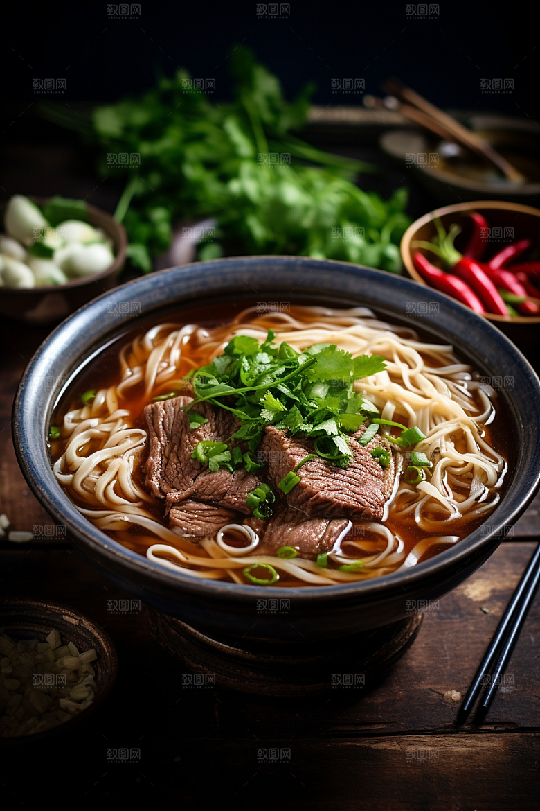 兰州拉面特色牛肉拉面摄影图