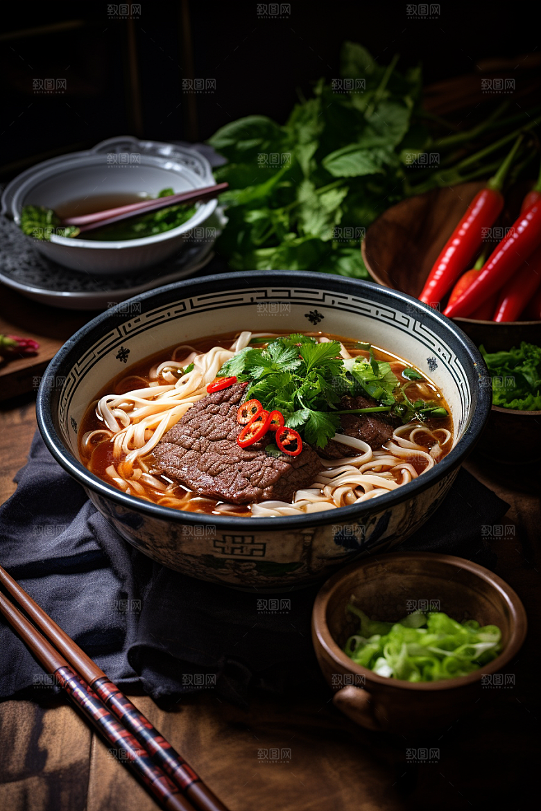 兰州拉面干切牛肉牛肉拉面摄影图