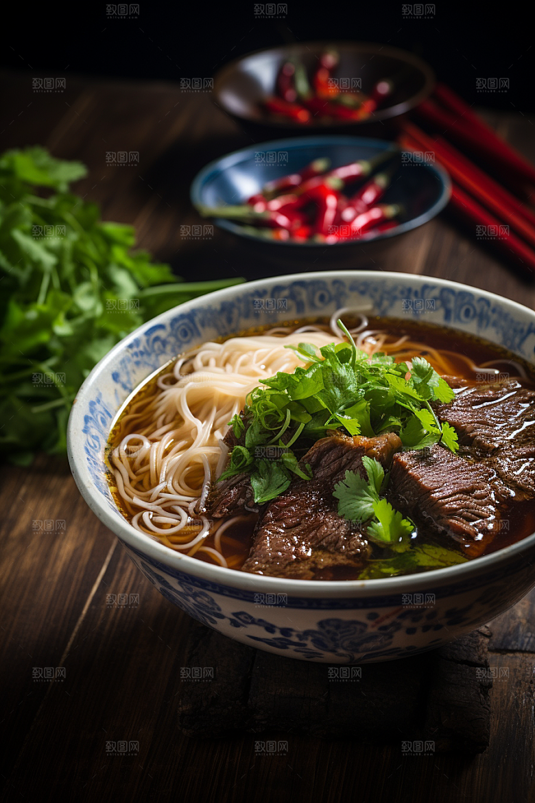 兰州拉面面条西北美食摄影图