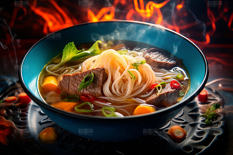 兰州拉面高清干切牛肉摄影图