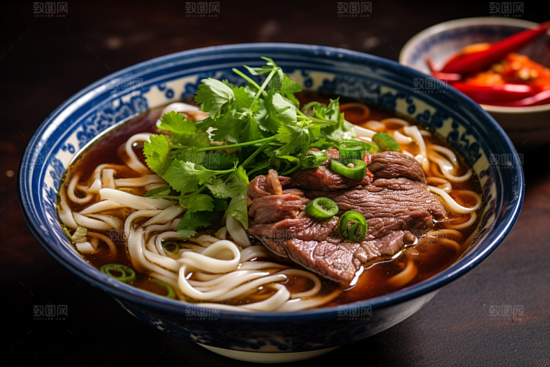 兰州拉面干切牛肉特色摄影图