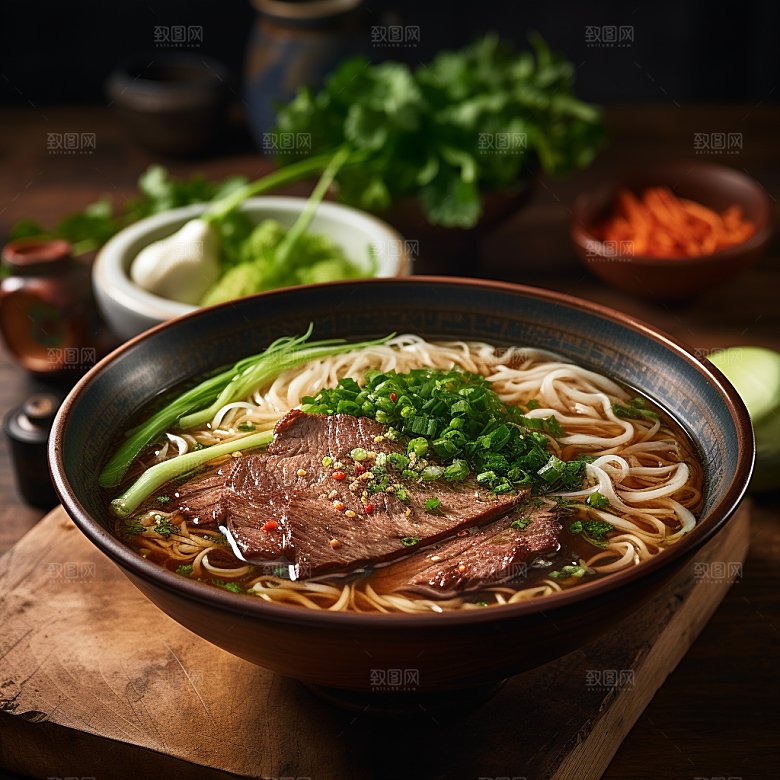 兰州拉面西北美食牛肉拉面摄影图