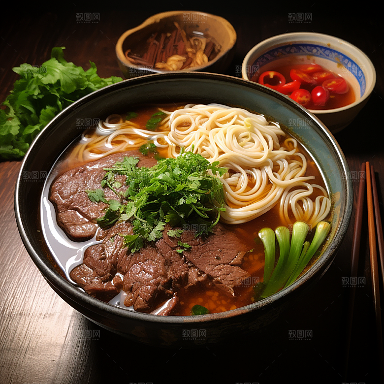 兰州拉面特色西北美食摄影图