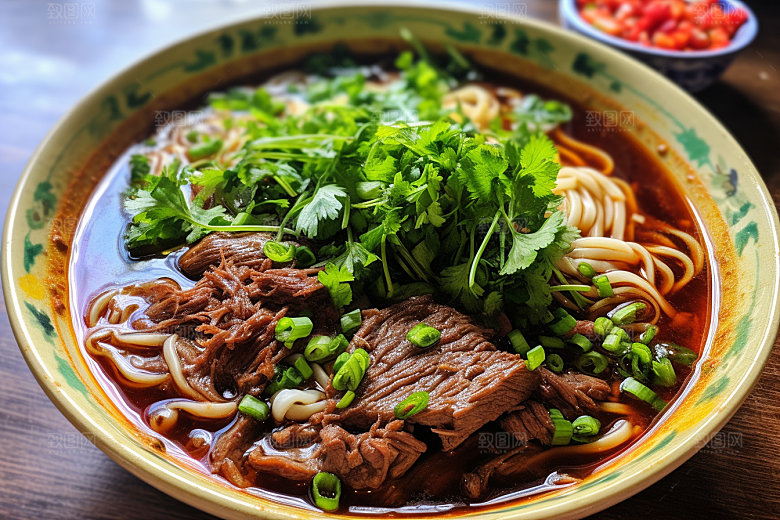 兰州拉面干切牛肉高清摄影图