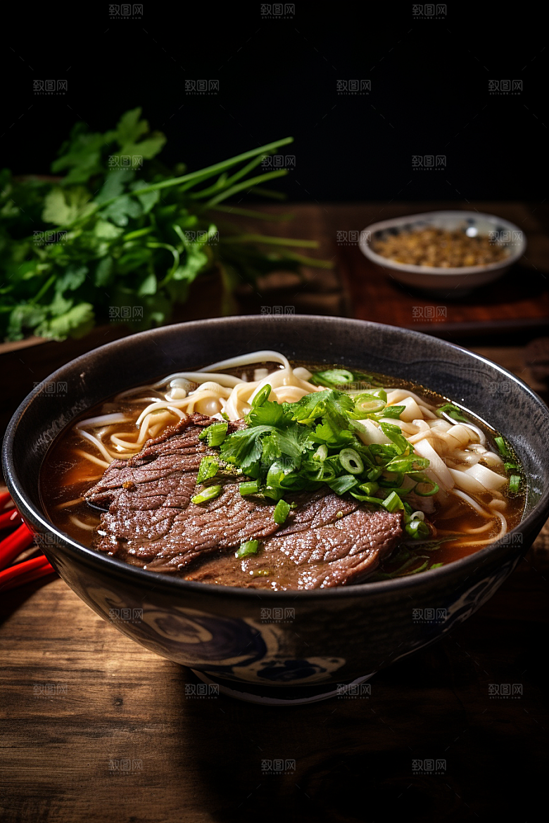 兰州拉面干切牛肉西北美食摄影图