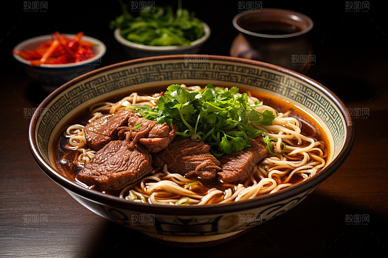 兰州拉面特色美味摄影图