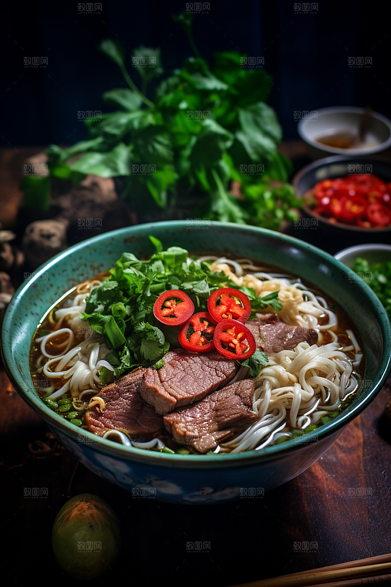 兰州拉面面条传统美食摄影图