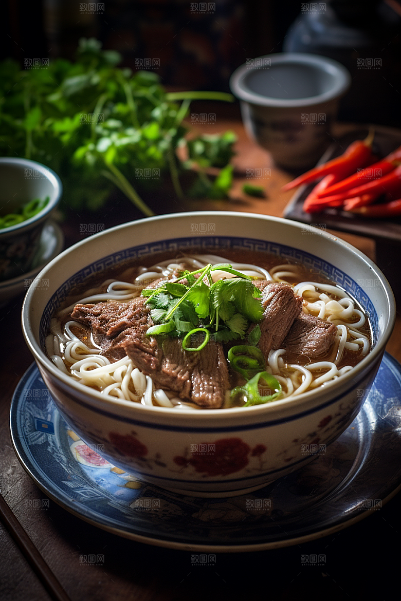 兰州拉面面条西北美食摄影图