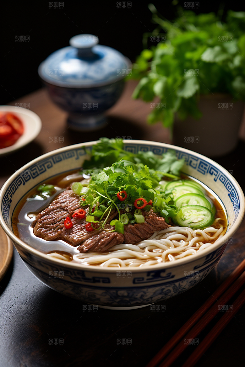 兰州拉面传统美食特色摄影图