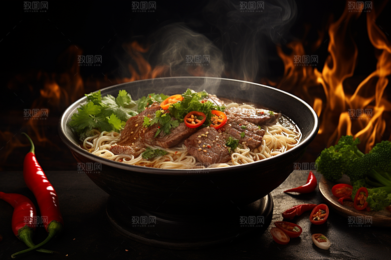 兰州拉面干切牛肉牛肉拉面摄影图