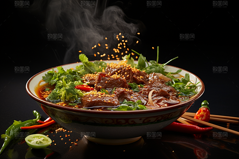 兰州拉面特色西北美食摄影图