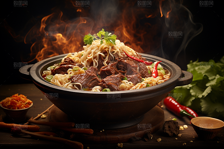 兰州拉面面条西北美食摄影图