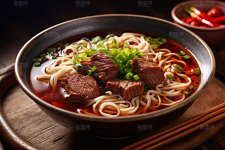 兰州拉面传统美食面条摄影图