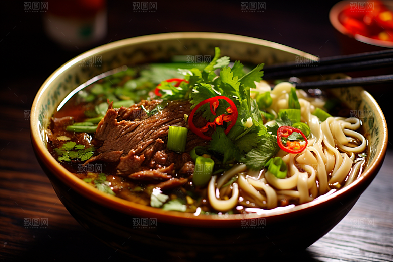 兰州拉面面条西北美食摄影图