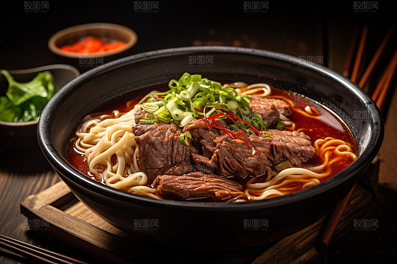 兰州拉面西北美食干切牛肉摄影图