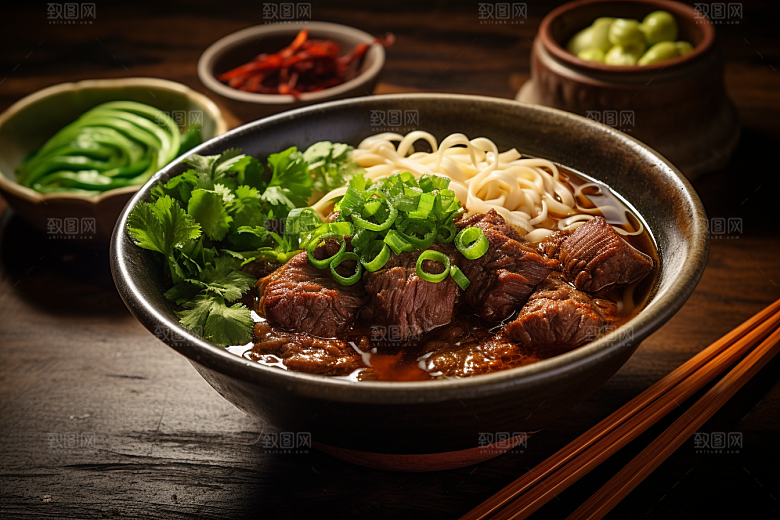 兰州拉面面条传统美食摄影图