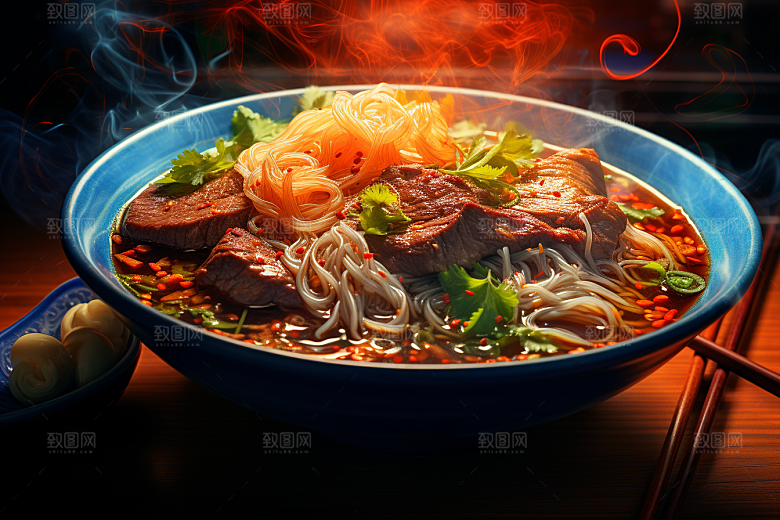 兰州拉面传统美食牛肉拉面摄影图