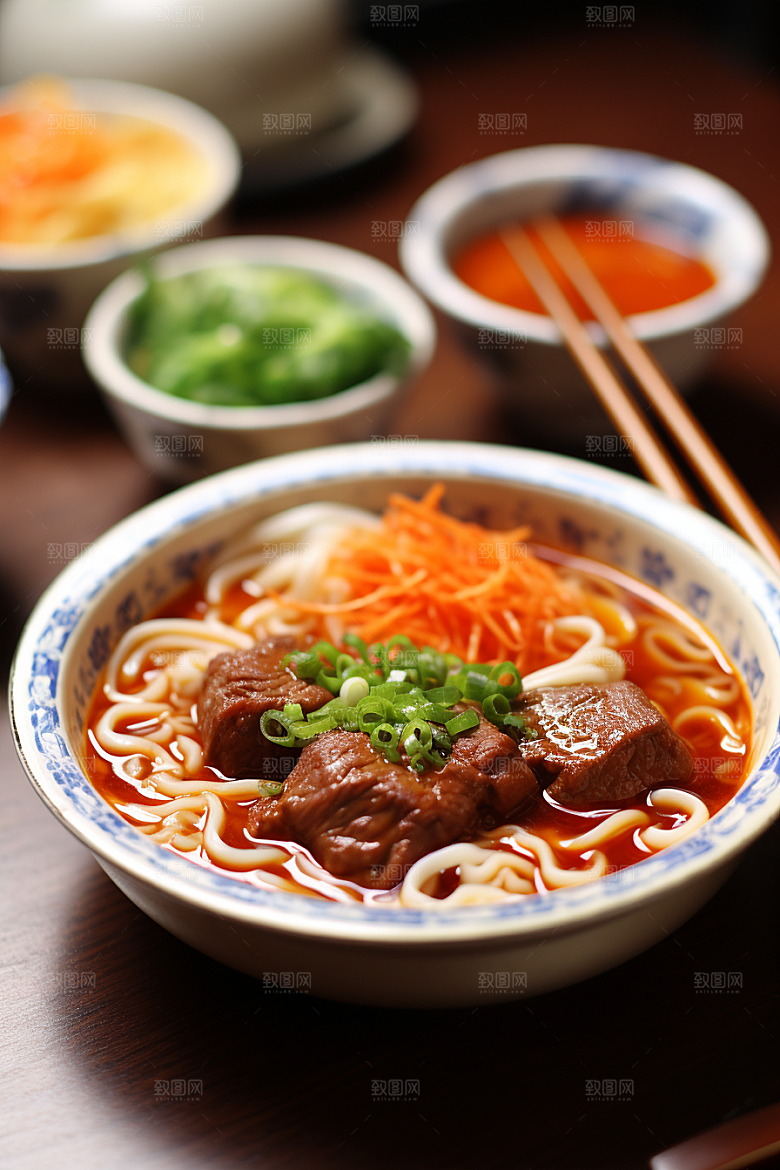 兰州拉面特色牛肉拉面摄影图