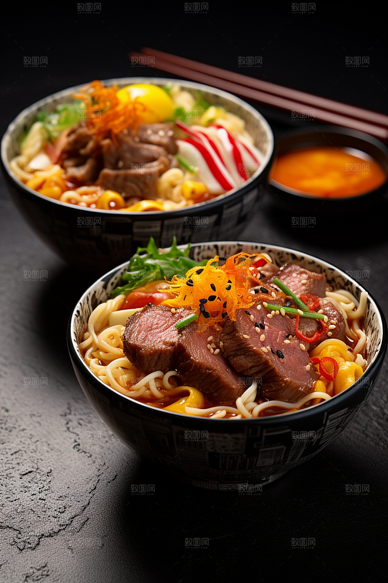 兰州拉面传统美食干切牛肉摄影图