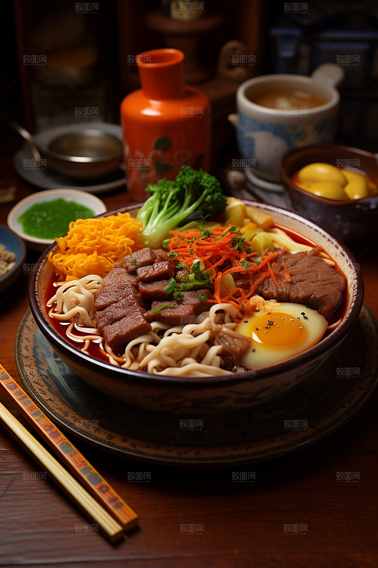 兰州拉面特色传统美食摄影图