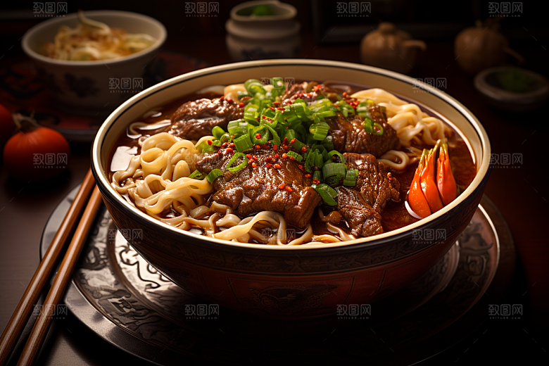 兰州拉面特色面条摄影图