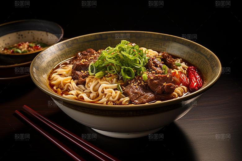 兰州拉面面条西北美食摄影图