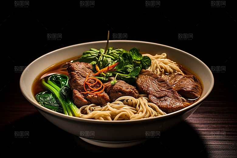 兰州拉面干切牛肉传统美食摄影图