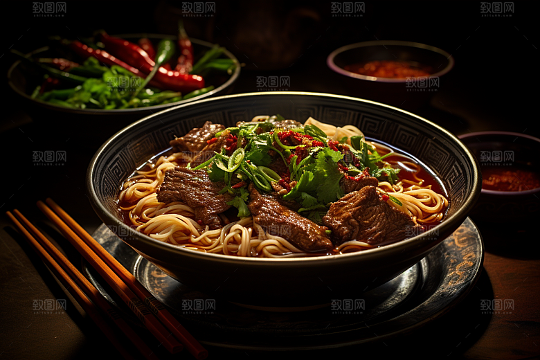 兰州拉面西北美食牛肉拉面摄影图
