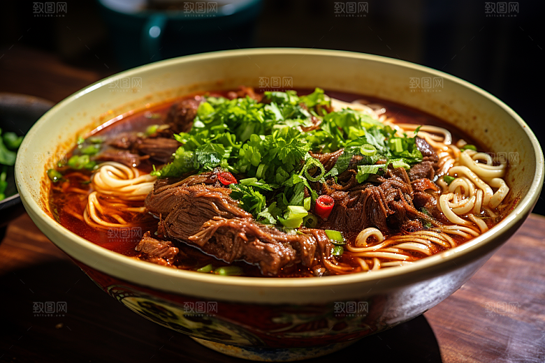 兰州拉面传统美食面条摄影图