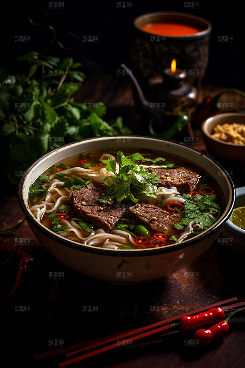 兰州拉面特色传统美食摄影图
